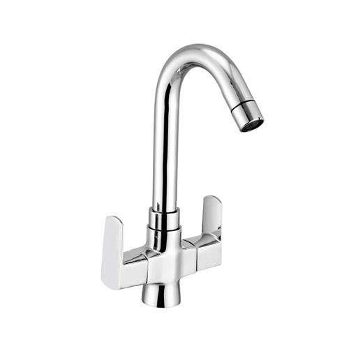 IRWA CUBA Center Hole Basin Mixer – Two Handle Silver Chrome – 15mm Spindle IRWA CUBA
