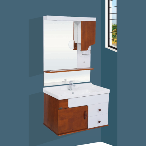 Qone KTX340N Vanity Cabinet with Basin, LED Lighting, Door LED, and Zoom Mirror (80 x 48 x 50 cm) KTX340N