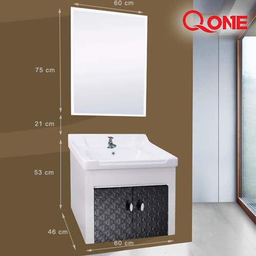 Qone KT6810N Vanity Cabinet with Zoom Mirror, LED Lighting, and Door LED (60 x 48 x 50 cm) KT6810N