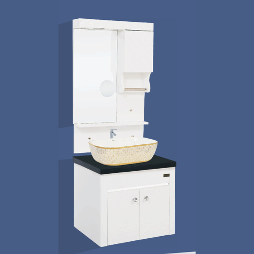 Qone KT6999W Vanity Cabinet without Basin, Zoom Mirror, LED Lighting, and Door LED (60 x 48 x 50 cm) KT6999W