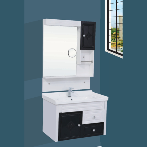 Qone KT7445N Vanity Cabinet with Basin, Zoom Mirror, LED Lighting, and Door LED (80 x 48 x 50 cm) KT7445N