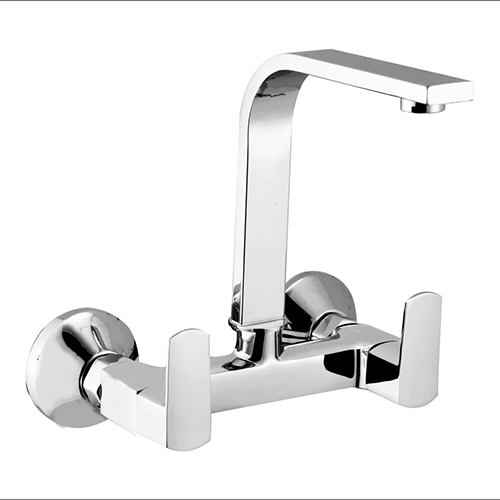 IRWA CUBA Sink Mixer – Wall Mounted Brass Body with Silver Chrome Finish IRWA CUBA